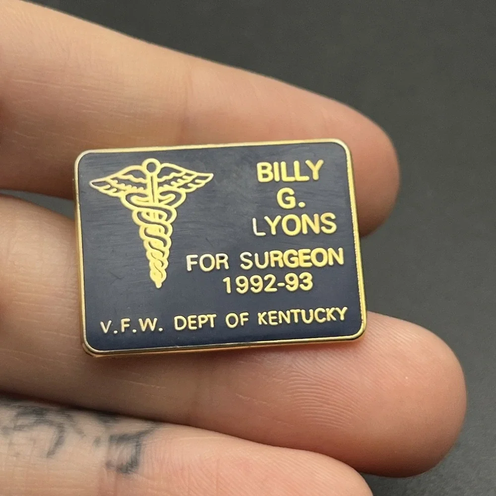 Billy G. Lyons For Surgeon VFW Department Of Kentucky Lapel Hat Pin